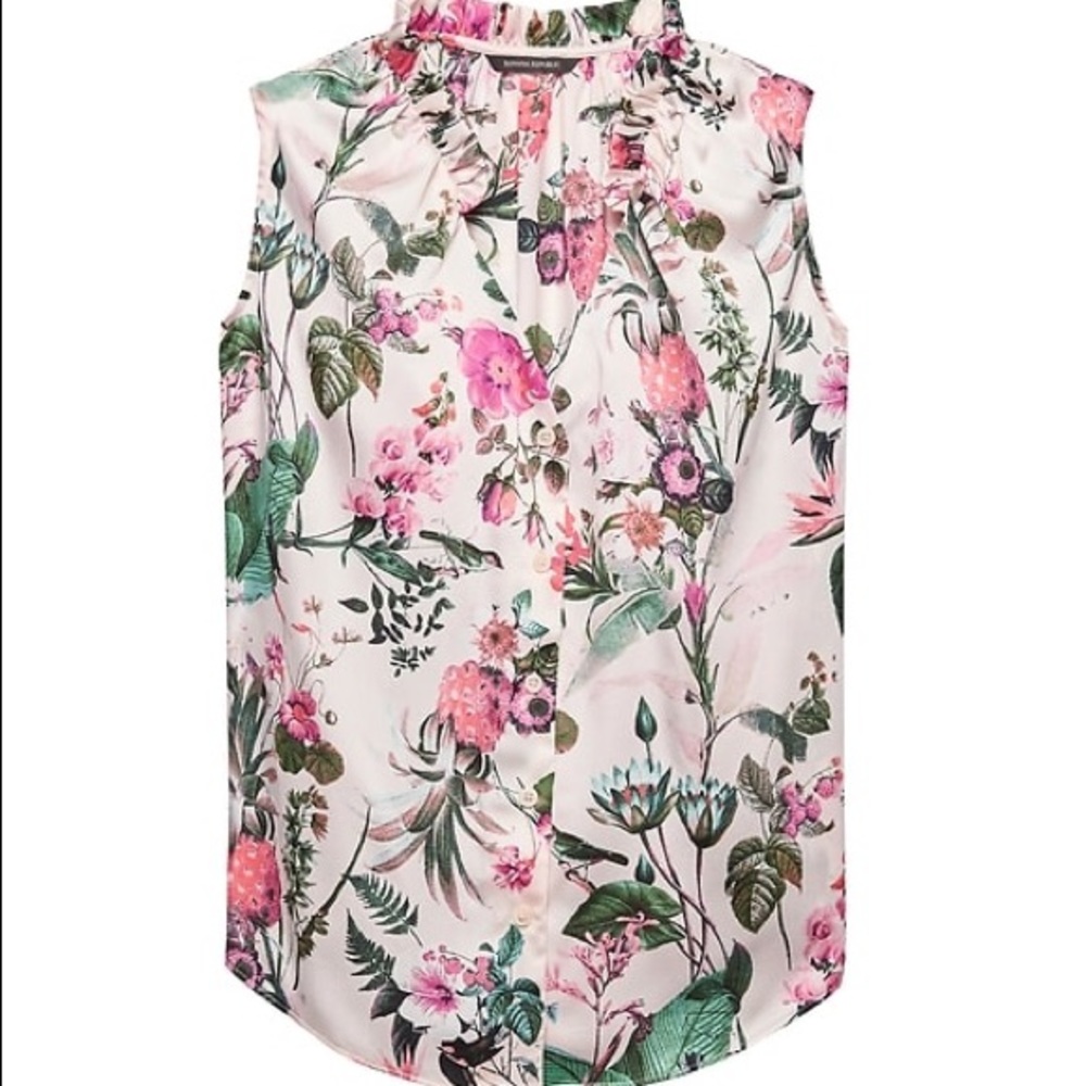 Banana Republic Botanical Print Sleeveless Blouse